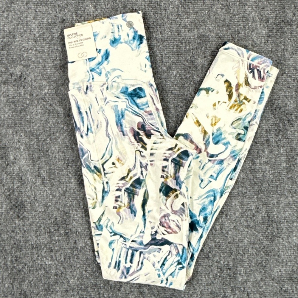 CALIA Inspire 7/8 Leggings Womens XS Moss Print Multi High Rise Pockets NWT